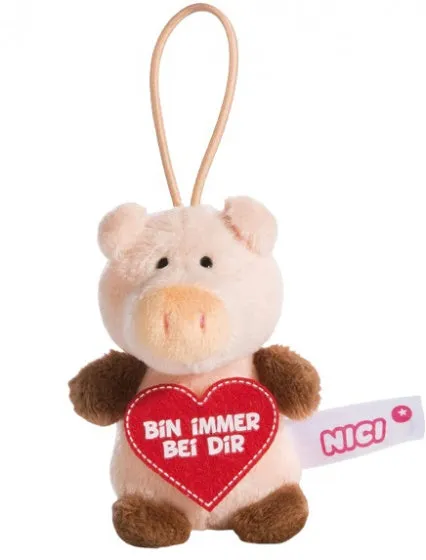 knuffelhanger Varken Altijd junior 9,5 cm polyester roze